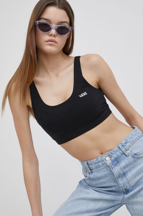 Спортивний бюстгальтер Vans колір чорний однотонний Спортивний бюстгальтер Vans колір чорний однотонний