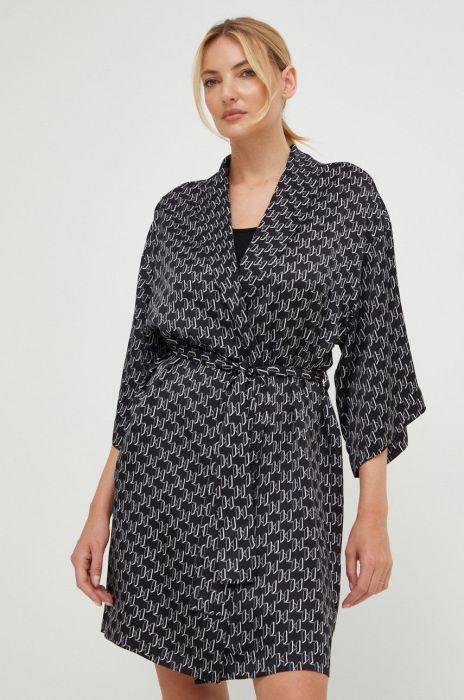 Халат Karl Lagerfeld колір чорний (2494604) Халат Karl Lagerfeld колір чорний (2494604)