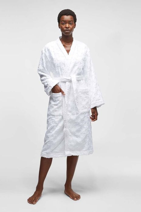 Бавовняний халат Karl Lagerfeld колір білий Бавовняний халат Karl Lagerfeld колір білий