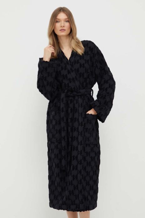 Бавовняний халат Karl Lagerfeld колір чорний Бавовняний халат Karl Lagerfeld колір чорний