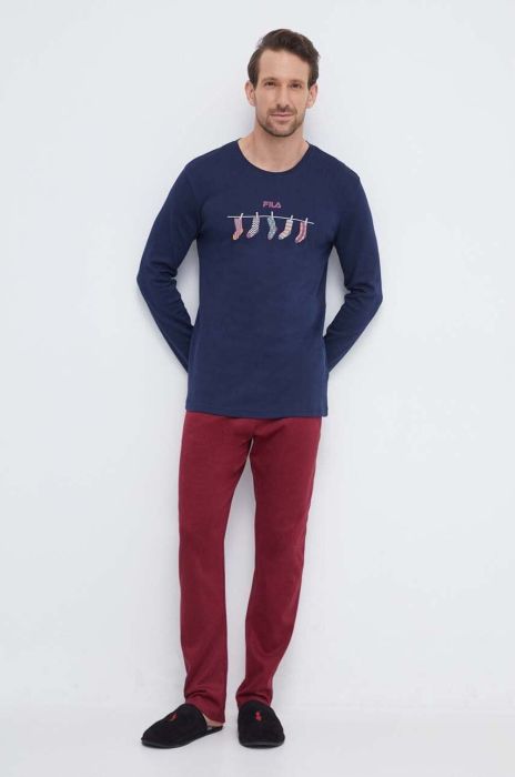 Бавовняна піжама Fila колір синій з принтом (3647628) Бавовняна піжама Fila колір синій з принтом (3647628)