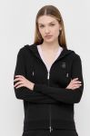 Бавовняна кофта Armani Exchange жіноча колір чорний з капюшоном з аплікацією Бавовняна кофта Armani Exchange жіноча колір чорний з капюшоном з аплікацією