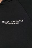 Кофта Armani Exchange жіноча колір чорний з капюшоном з аплікацією (3348253)