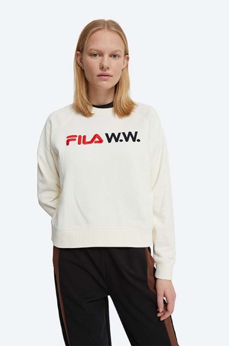 Кофта Wood Wood Elena x FIla жіноча колір білий з принтом 688375.N15-WHITE Кофта Wood Wood Elena x FIla жіноча колір білий з принтом 688375.N15-WHITE