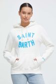 Бавовняна кофта MC2 Saint Barth жіноча колір білий з капюшоном з аплікацією Бавовняна кофта MC2 Saint Barth жіноча колір білий з капюшоном з аплікацією