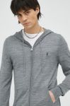 Шерстяна кофта AllSaints колір сірий з капюшоном меланж Шерстяна кофта AllSaints колір сірий з капюшоном меланж
