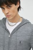 Шерстяна кофта AllSaints колір сірий з капюшоном меланж Шерстяна кофта AllSaints колір сірий з капюшоном меланж