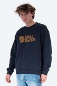 Бавовняна кофта Fjallraven Logo Sweater чоловіча колір синій з аплікацією F84142-345 Бавовняна кофта Fjallraven Logo Sweater чоловіча колір синій з аплікацією F84142-345