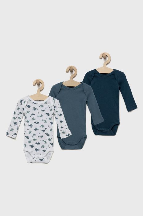 Name it дитяче бавовняне боді (3-pack) колір блакитний (2606179) Name it дитяче бавовняне боді (3-pack) колір блакитний (2606179)