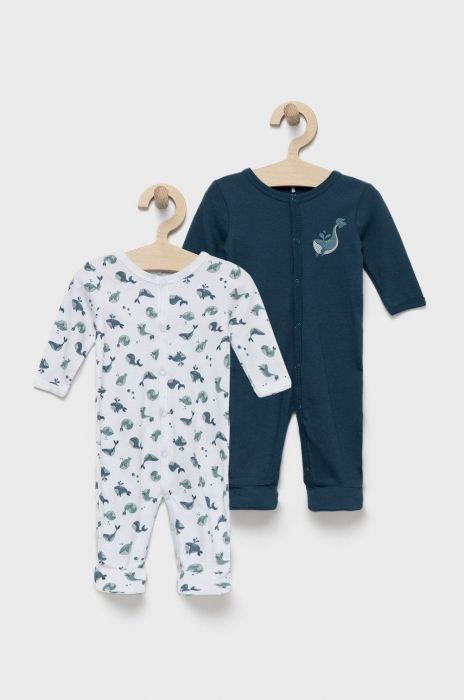 Name it Дитячі бавовняні повзунки (2-pack) колір блакитний Name it Дитячі бавовняні повзунки (2-pack) колір блакитний