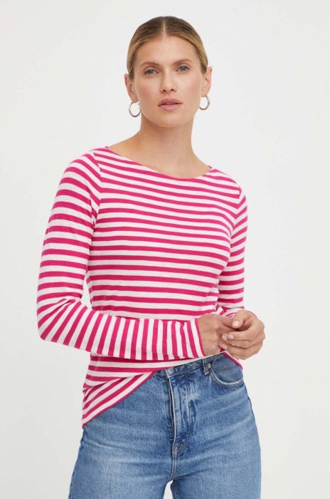 Бавовняний лонгслів Marc O'Polo колір рожевий