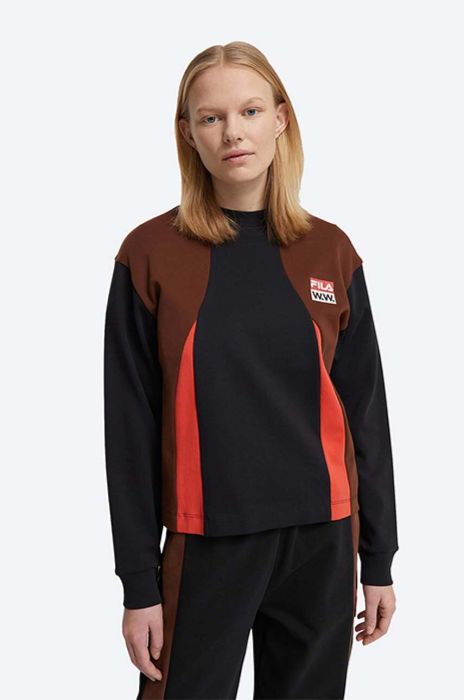 Бавовняний лонгслів Wood Wood x Fila колір чорний 688377.B028-BLACK Бавовняний лонгслів Wood Wood x Fila колір чорний 688377.B028-BLACK