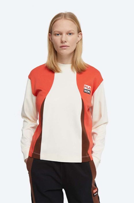 Бавовняний лонгслів Wood Wood X Fila колір білий 688377.B029-WHITE Бавовняний лонгслів Wood Wood X Fila колір білий 688377.B029-WHITE