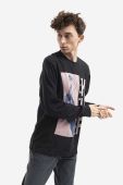 Бавовняний лонгслів HUF Light Up Jacquard Longsleeve колір чорний з принтом Бавовняний лонгслів HUF Light Up Jacquard Longsleeve колір чорний з принтом
