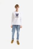 Бавовняний лонгслів Wood Wood Mel колір білий з принтом 10285402.2323-WHITE Бавовняний лонгслів Wood Wood Mel колір білий з принтом 10285402.2323-WHITE