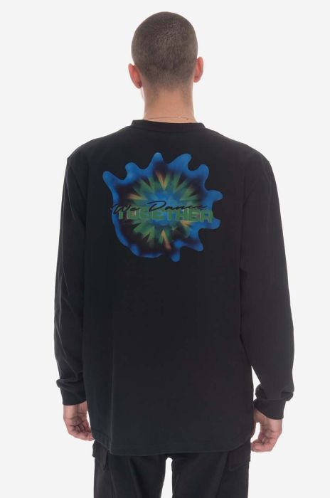 Бавовняний лонгслів Wood Wood колір чорний з принтом 12315403.2106-BLACK Бавовняний лонгслів Wood Wood колір чорний з принтом 12315403.2106-BLACK