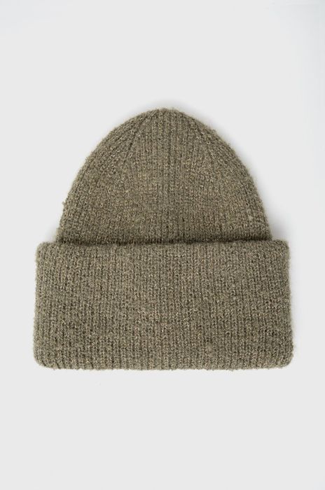 Шапка Pieces колір зелений з товстого трикотажу Шапка Pieces колір зелений з товстого трикотажу