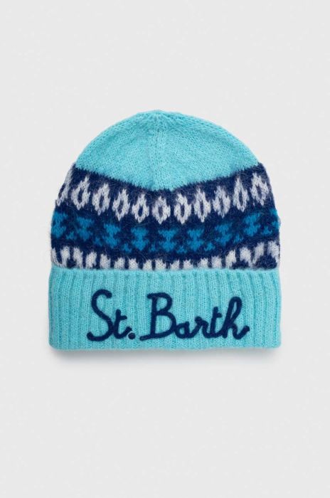 Шапка з домішкою вовни MC2 Saint Barth колір бірюзовий з тонкого трикотажу