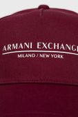 Бавовняна кепка Armani Exchange колір бордовий з принтом