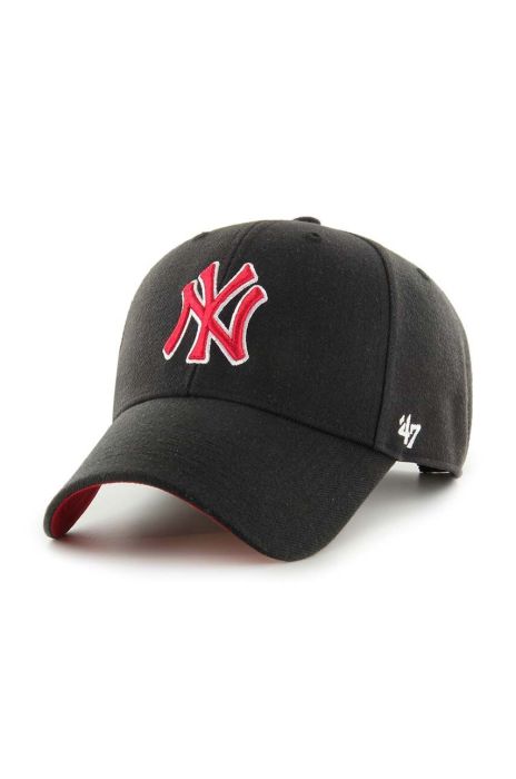 Кепка з домішкою вовни 47brand MLB New York Yankees колір чорний з аплікацією (3317874) Кепка з домішкою вовни 47brand MLB New York Yankees колір чорний з аплікацією (3317874)