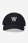 Бавовняна бейсболка Wood Wood Eli AA колір чорний з аплікацією 10250811.7083-OFFWHITE Бавовняна бейсболка Wood Wood Eli AA колір чорний з аплікацією 10250811.7083-OFFWHITE