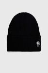 Шапка з домішкою вовни Karl Lagerfeld колір чорний з товстого трикотажу (3617049) Шапка з домішкою вовни Karl Lagerfeld колір чорний з товстого трикотажу (3617049)