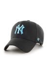 Бавовняна бейсболка 47brand MLB New York Yankees колір чорний з аплікацією (3278180) Бавовняна бейсболка 47brand MLB New York Yankees колір чорний з аплікацією (3278180)