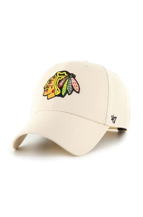 Кепка з домішкою вовни 47brand NHL Chicago Blackhawks колір бежевий з аплікацією