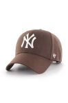 Кепка з домішкою вовни 47brand MLB New York Yankees колір коричневий з аплікацією Кепка з домішкою вовни 47brand MLB New York Yankees колір коричневий з аплікацією