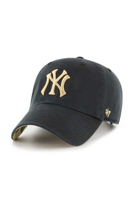 Бавовняна бейсболка 47brand MLB New York Yankees колір чорний з аплікацією (3599578) Бавовняна бейсболка 47brand MLB New York Yankees колір чорний з аплікацією (3599578)