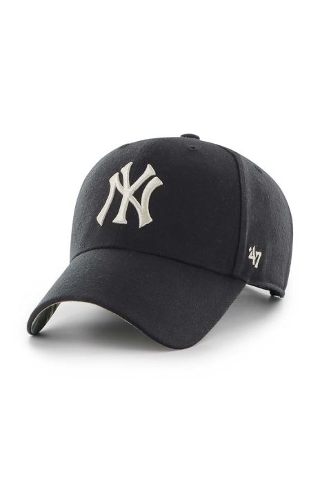 Бавовняна бейсболка 47brand MLB New York Yankees колір чорний з аплікацією (3599313) Бавовняна бейсболка 47brand MLB New York Yankees колір чорний з аплікацією (3599313)