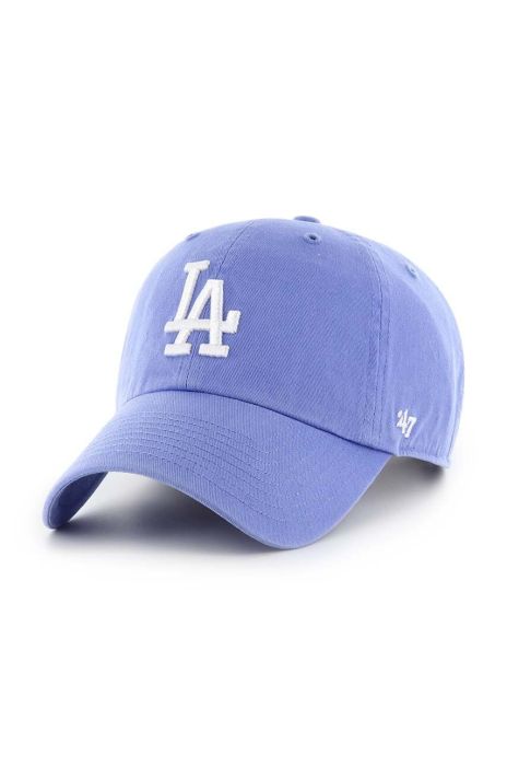 Бавовняна бейсболка 47brand MLB Los Angeles Dodgers з аплікацією колір блакитний