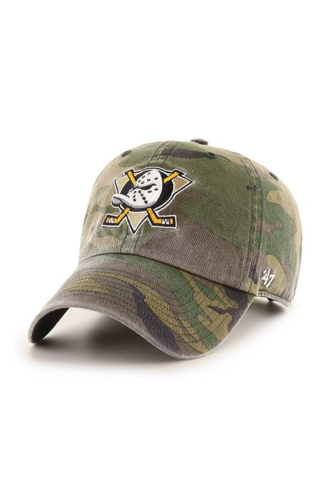 Бавовняна бейсболка 47brand NHL Anaheim Ducks колір зелений візерунок Бавовняна бейсболка 47brand NHL Anaheim Ducks колір зелений візерунок