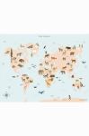 Vissevasse Плакат World Map Animal 50x70 cm колір барвистий Vissevasse Плакат World Map Animal 50x70 cm колір барвистий
