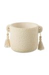 Горщик J-Line Tassel Ceramic Cream Small колір бежевий Горщик J-Line Tassel Ceramic Cream Small колір бежевий