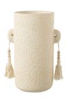 Горщик J-Line Tassel Ceramic Cream колір бежевий Горщик J-Line Tassel Ceramic Cream колір бежевий