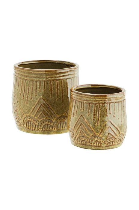 Набір квіткових горщиків Madam Stoltz 2-pack колір зелений Набір квіткових горщиків Madam Stoltz 2-pack колір зелений