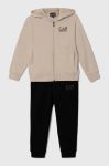 Дитячий бавовняний спортивний костюм EA7 Emporio Armani колір бежевий