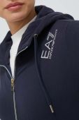 Кофта EA7 Emporio Armani жіноча колір синій з капюшоном з принтом