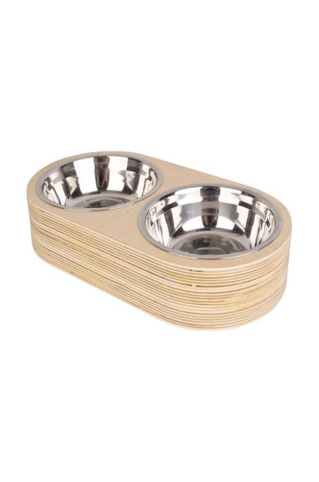 Подвійна миска для домашнього улюбленця Present Time колір коричневий (2938676) Подвійна миска для домашнього улюбленця Present Time колір коричневий (2938676)