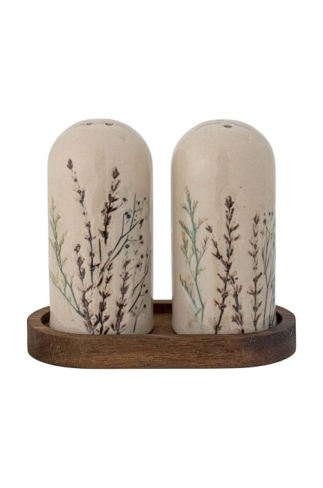 Сільничка і перечниця з підставкою Bloomingville Bea колір коричневий Сільничка і перечниця з підставкою Bloomingville Bea колір коричневий