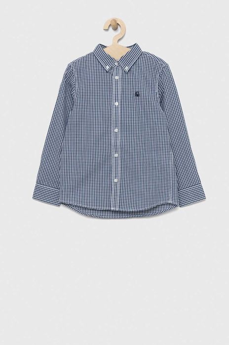 Дитяча бавовняна сорочка United Colors of Benetton колір блакитний (2983102)