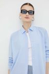 Бавовняна сорочка Samsoe Samsoe жіноча relaxed класичний комір колір блакитний (3256841)