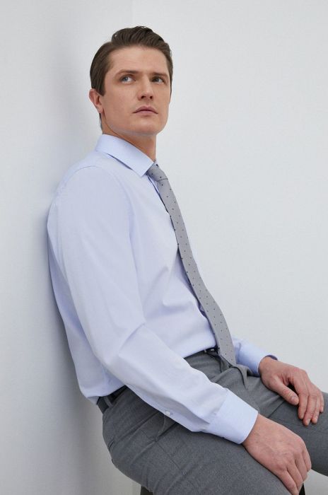 Бавовняна сорочка Seidensticker чоловіча slim класичний комір колір блакитний (2978744) Бавовняна сорочка Seidensticker чоловіча slim класичний комір колір блакитний (2978744)