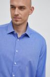 Бавовняна сорочка Seidensticker чоловіча slim класичний комір колір блакитний (2978555)