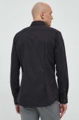 Бавовняна сорочка Seidensticker чоловіча колір чорний slim класичний комір (2979048)