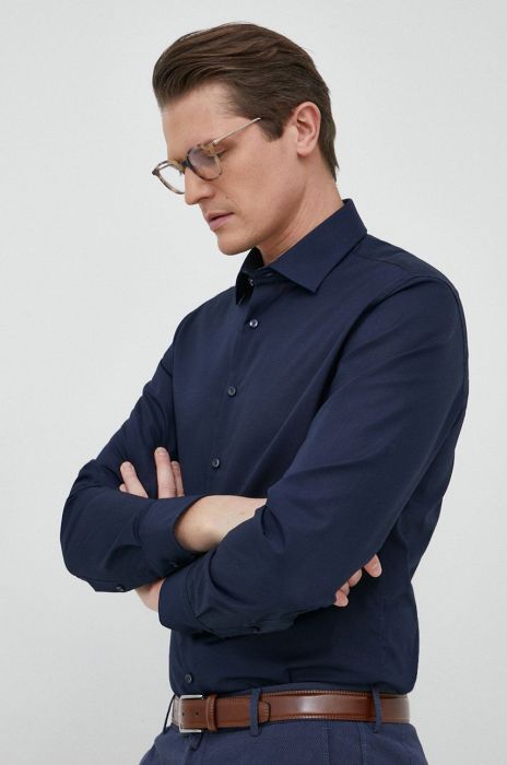 Бавовняна сорочка Seidensticker чоловіча колір синій slim класичний комір (2978472) Бавовняна сорочка Seidensticker чоловіча колір синій slim класичний комір (2978472)