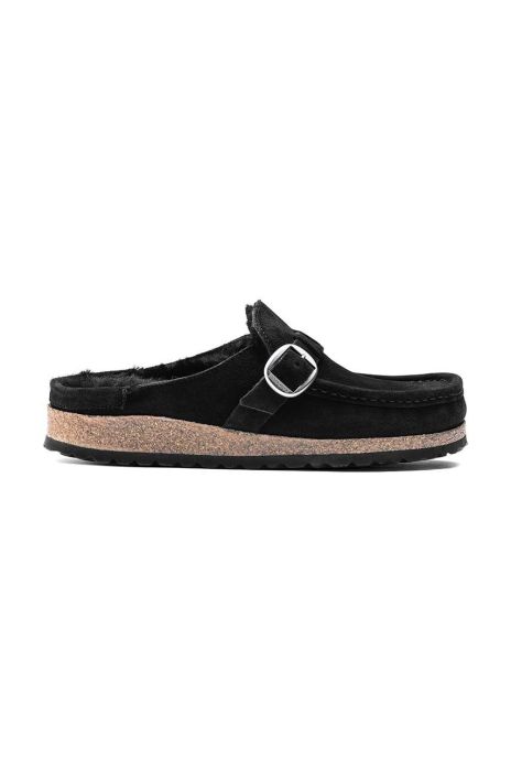 Шкіряні шльопанці Birkenstock Buckley Shearling жіночі колір чорний