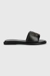 Шкіряні шльопанці Tory Burch Double T Sport Slide жіночі колір чорний 79985 Шкіряні шльопанці Tory Burch Double T Sport Slide жіночі колір чорний 79985