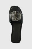 Шкіряні шльопанці Tory Burch Double T Sport Slide жіночі колір чорний 79985